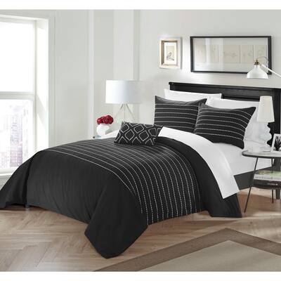 Silver Orchid Monroe 4-piece Black Duvet Cover Set