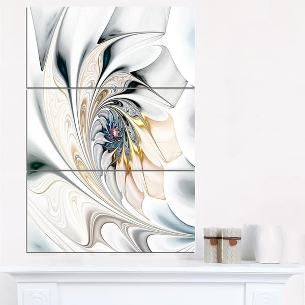 Designart 'White Stained Glass Floral Art' Large Floral Wall Art Canvas ...