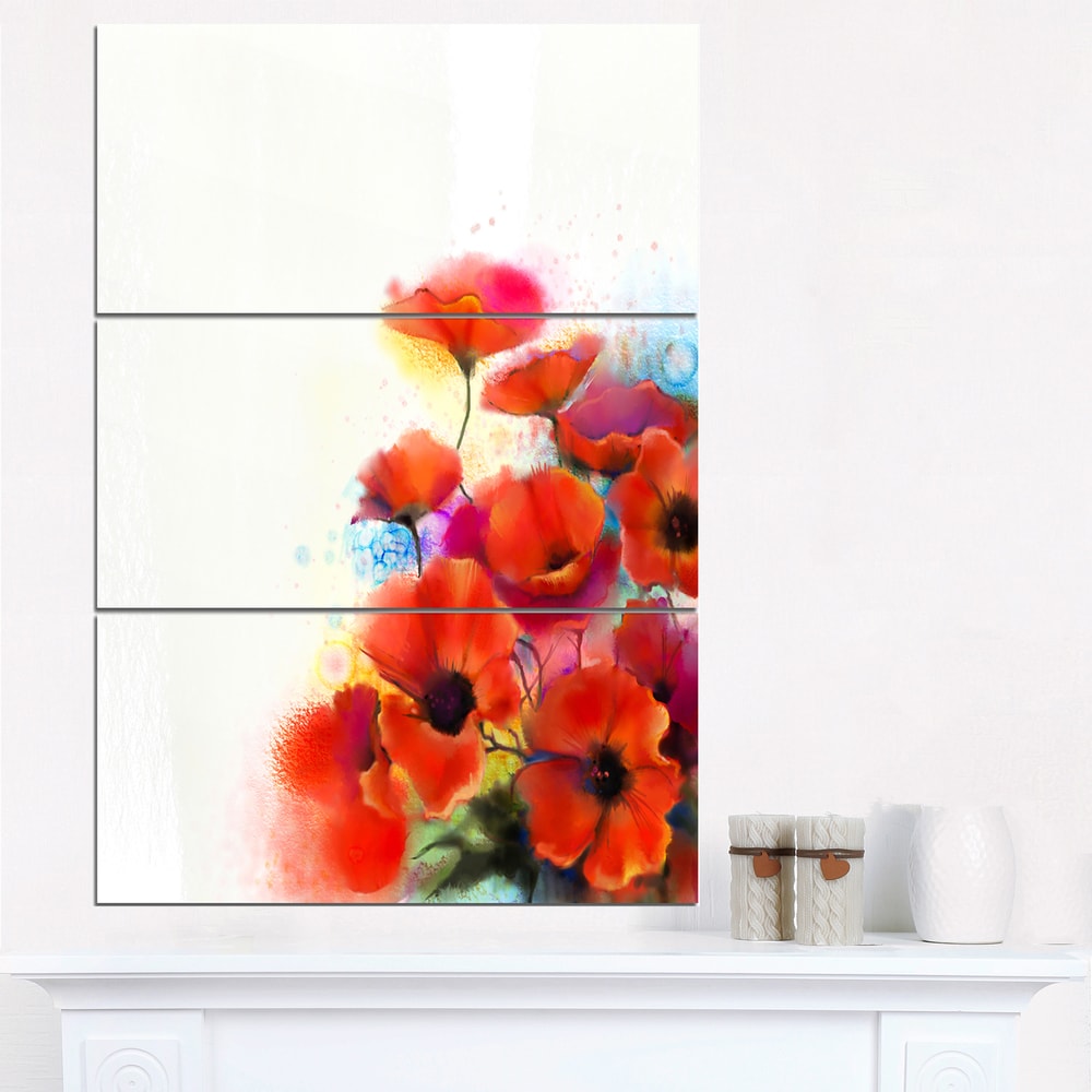 Poppy newest Art Print, Coral Red Poppy Flower set 2 Art Prints, Abstract Poppy Wall Decor, Floral Gifts Wall Art Watercolor Painting