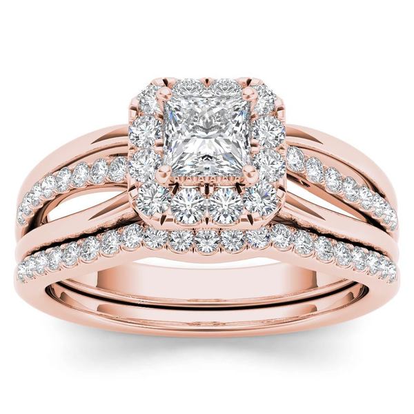 Shop De Couer 14k Rose Gold 5/8ct TDW Princess-Cut Diamond Frame Bridal ...