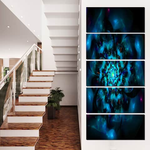 Perfect Fractal Flower in Black and Blue - Floral Canvas Artwork Print