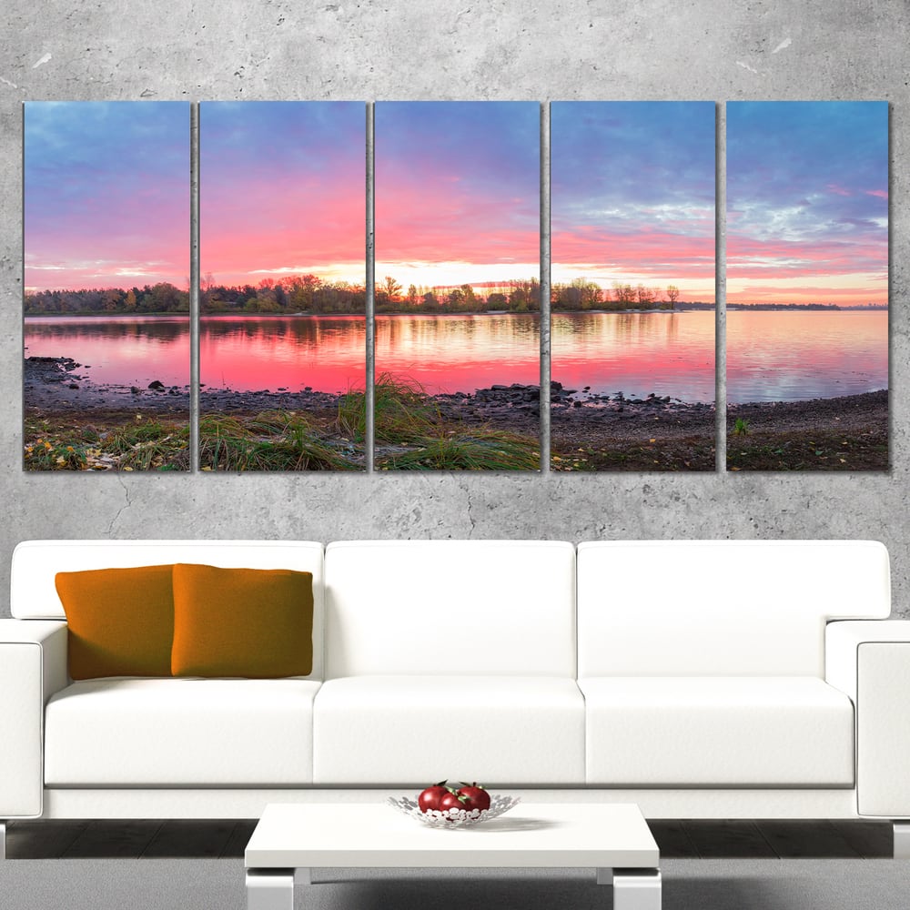 Beautiful Fall Sunrise Over River - Landscape Wall Art Canvas Print ...