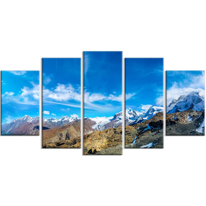 Alps Mountains In Switzerland - Landscape Wall Art Canvas Print - Blue 