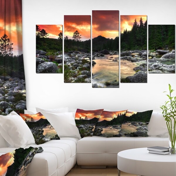 Shop Rocky Mountain River at Sunset - Extra Large Wall Art Landscape ...