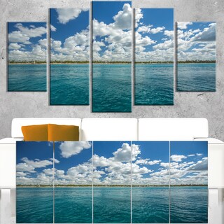 White Fluffy Clouds Over Sea - Oversized Beach Canvas Artwork Print ...