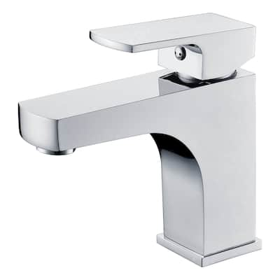 Lowa Style Polished Chrome Stainless Steel/Brass Square Single-hole Lever Bathroom Faucet