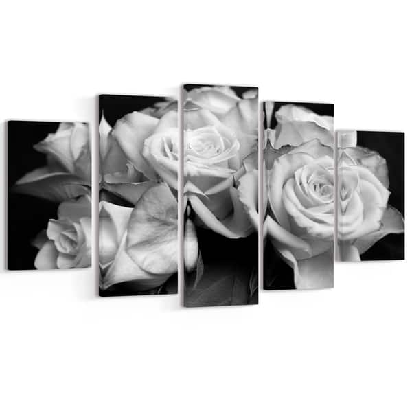 BLACK AND WHITE ROSE FLORAL CANVAS ART PRINT 40/"x 20/"