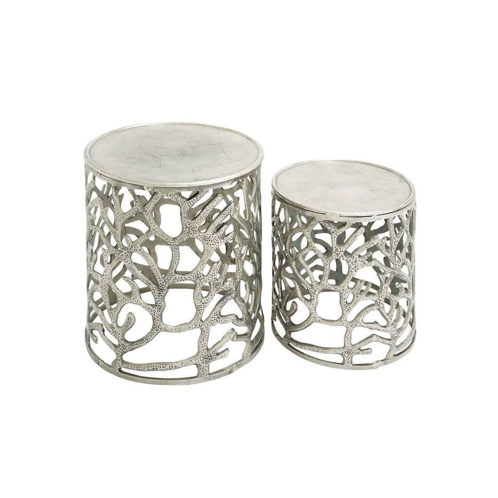 Silver Aluminum 20-inch and 16-inch Stools (Set of 2)