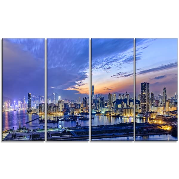 Hong Kong City Sunset Panorama Cityscape Artwork Print On Canvas Multi Color On Sale Overstock 12303716