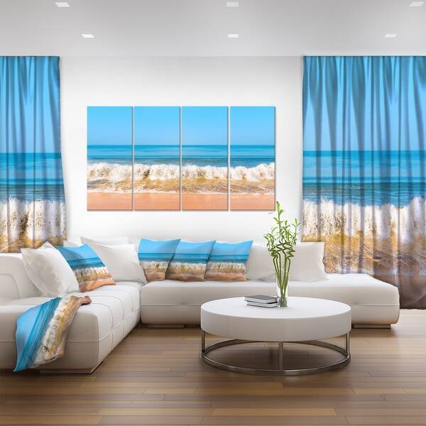 Beautiful Blue Sea and Roaring Waves - Beach Canvas Wall Art ...