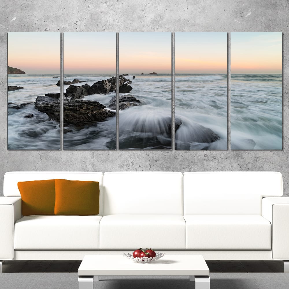 Bay of Biscay White Waves Hitting Beach - Contemporary Seascape Art ...