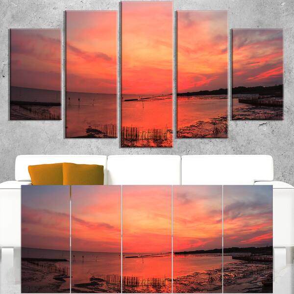 Outstanding Panorama Of Sunset In Sea   Extra Large Seascape Art Canvas