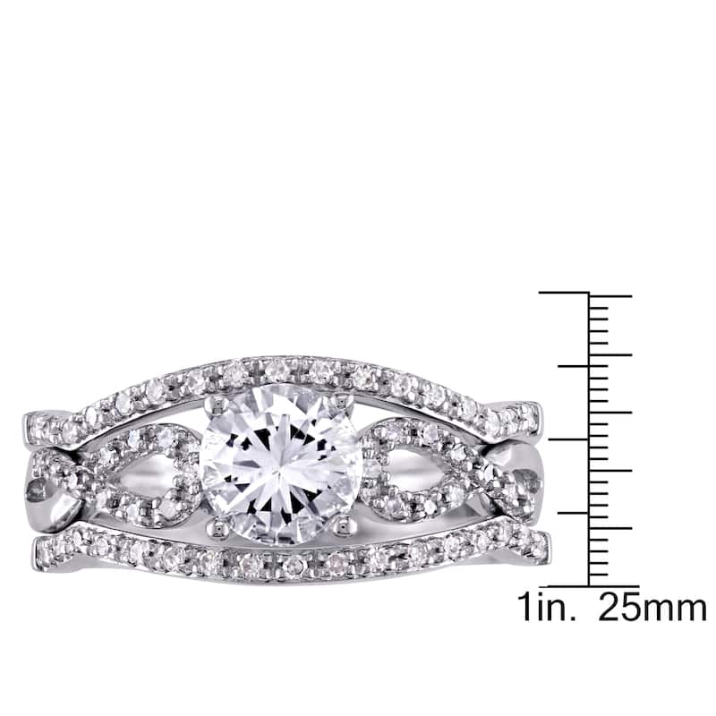 Miadora Signature Collection 10k White Gold Created White Sapphire and 1/4ct TDW Diamond Infinity 3-