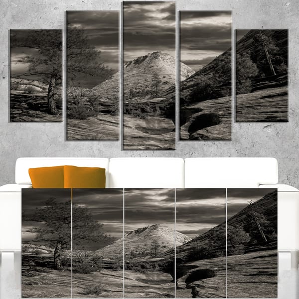 Layers of Red Rock Black and White - Landscape Art Canvas Print - Bed ...