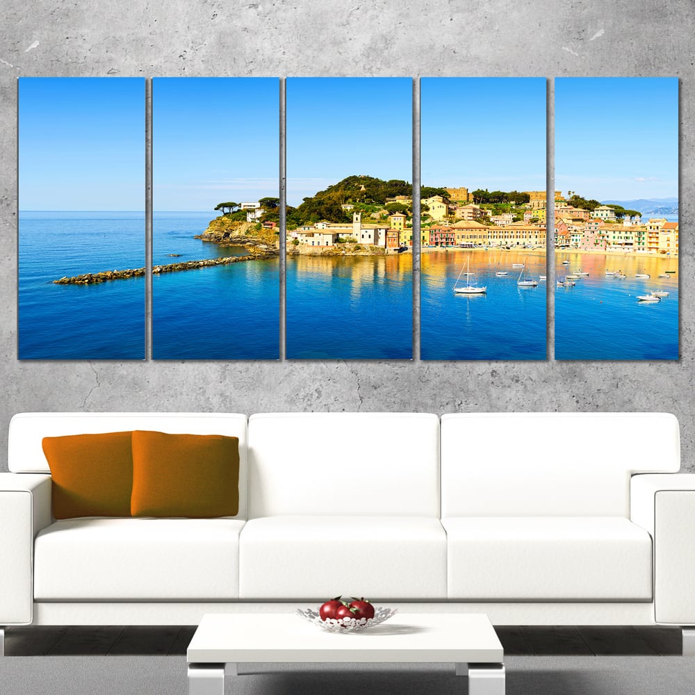 Sestri Levante Silence Bay Sea - Extra Large Seashore Canvas Art - Bed ...