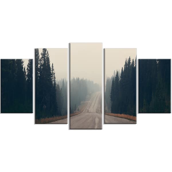 Foggy Road In Forest In Banff Park Modern Seascape Canvas Artwork Print Multi Color On Sale Overstock 12304387