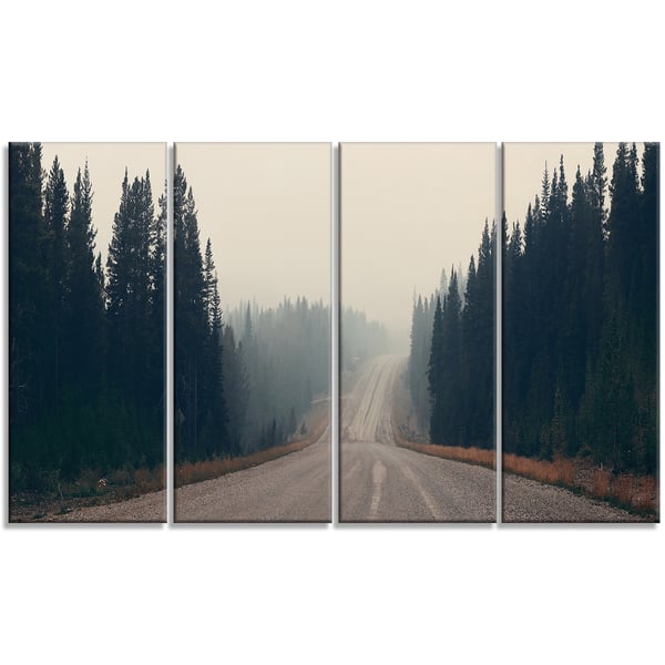 Foggy Road In Forest In Banff Park Modern Seascape Canvas Artwork Print Multi Color On Sale Overstock 12304387