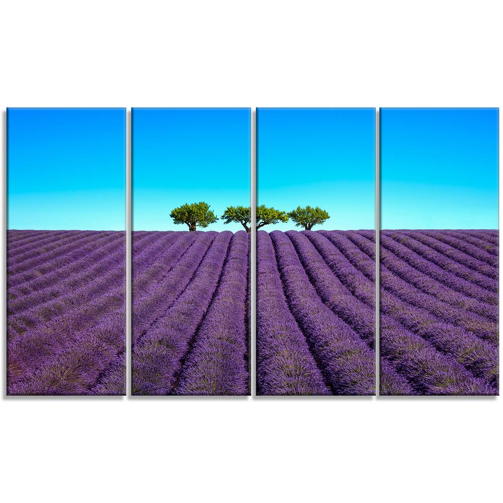 Lavender Flowers and Uphill Green Trees Oversized Landscape Wall Art