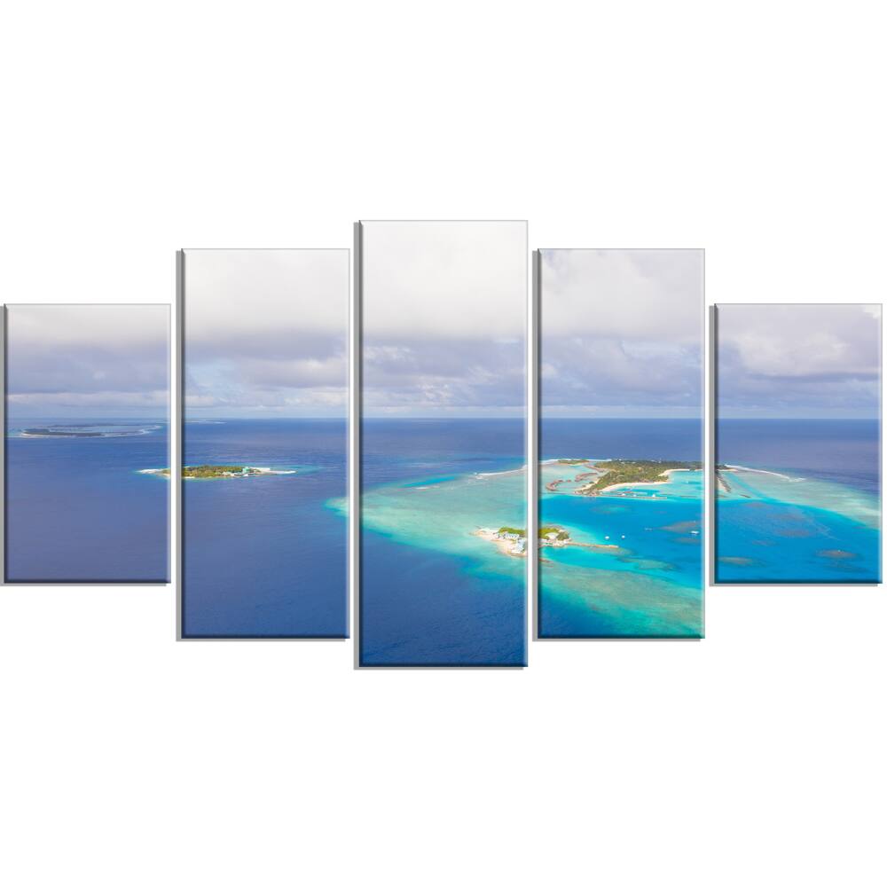 Aerial View of Maldives Island - Modern Seascape Canvas Artwork Print ...