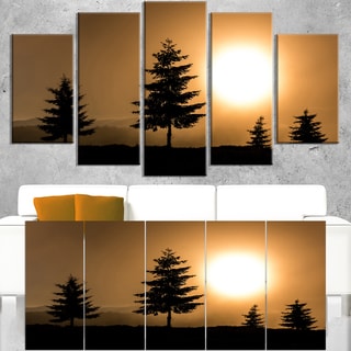 Bright Sunrise Tree Silhouette - Landscape Art Print Canvas - Multi 