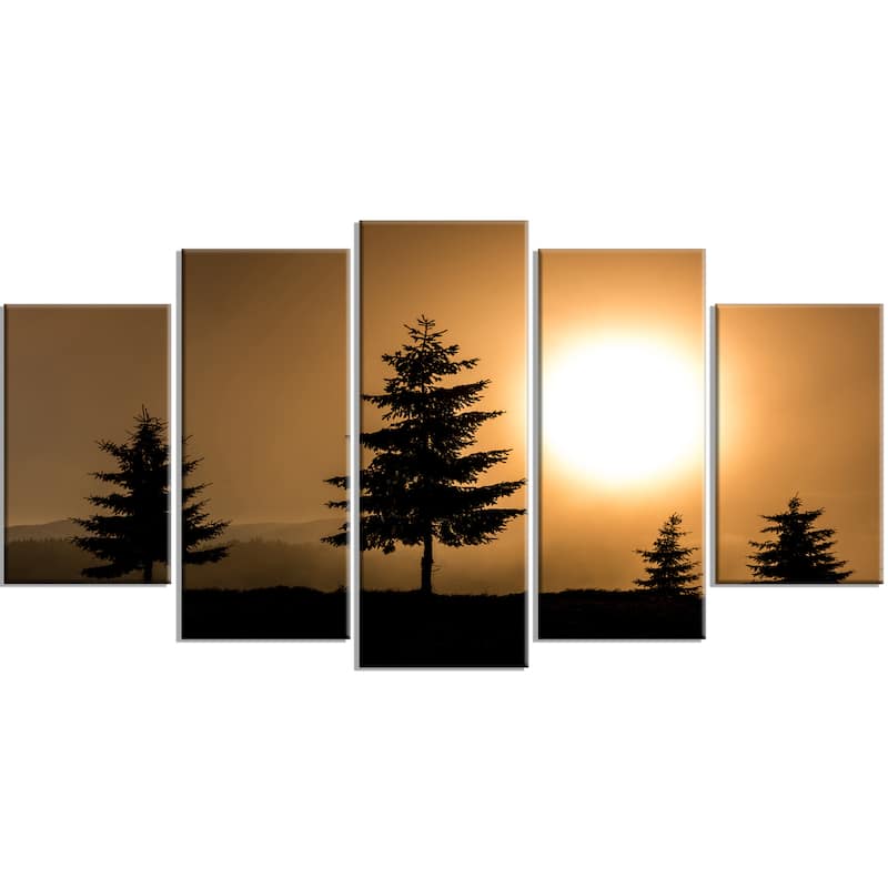 Bright Sunrise Tree Silhouette - Landscape Art Print Canvas - Multi ...