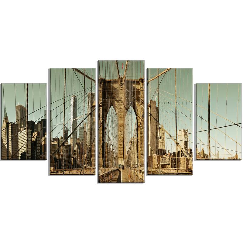 Manhattan Bridge in New York Brown - Cityscape Canvas print - On Sale ...