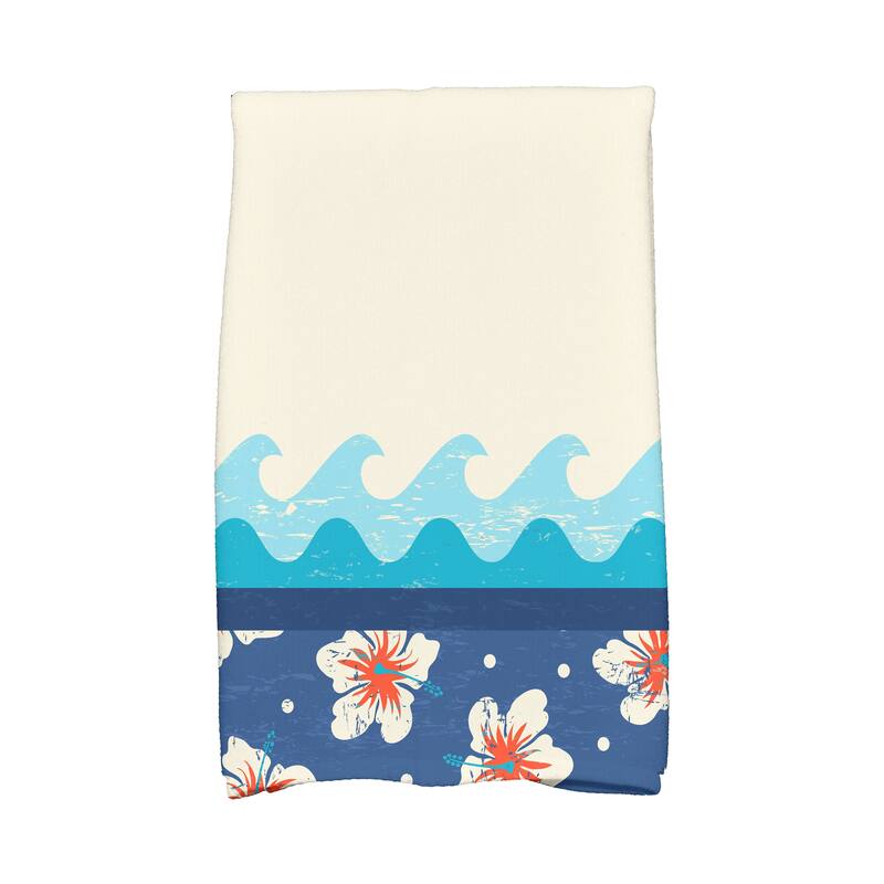18 x 30-inch Surf Sand & Sea Floral Print Kitchen Towel - Blue