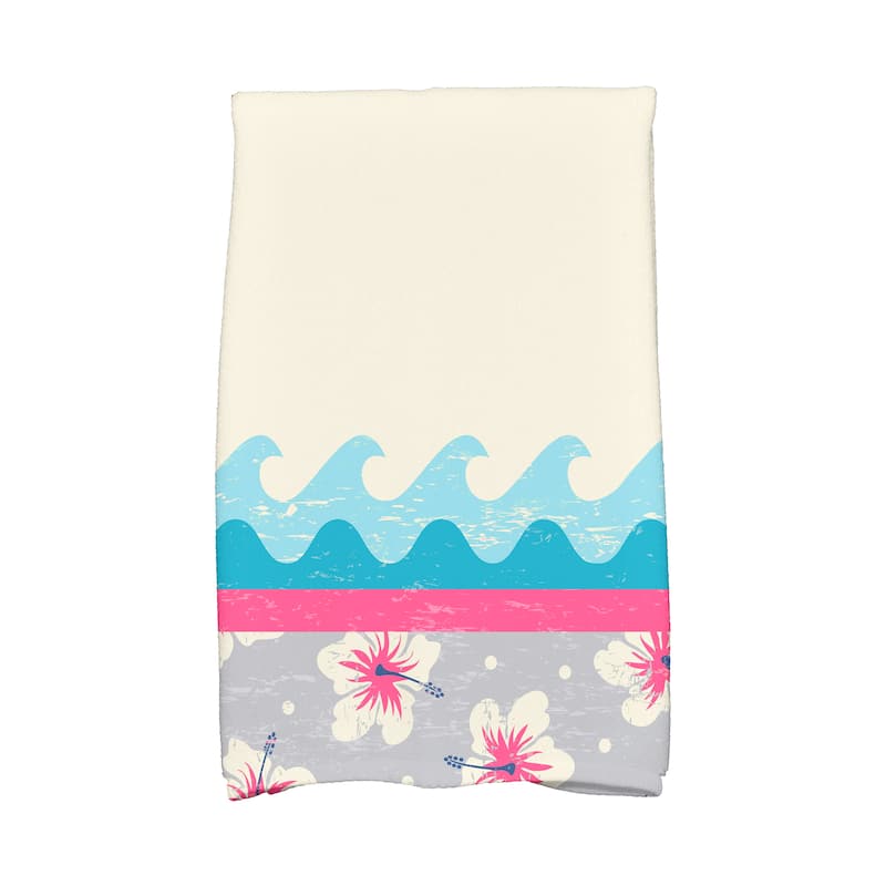 18 x 30-inch Surf Sand & Sea Floral Print Kitchen Towel - Grey