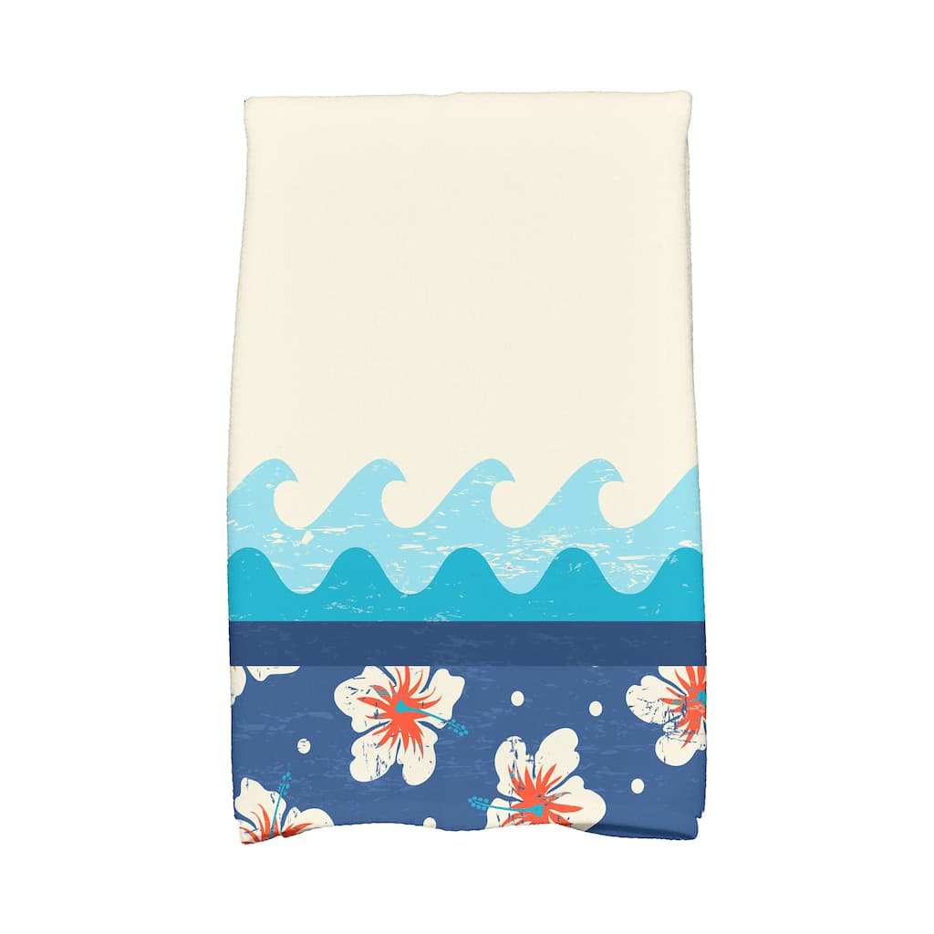 18 x 30-inch Surf Sand & Sea Floral Print Kitchen Towel