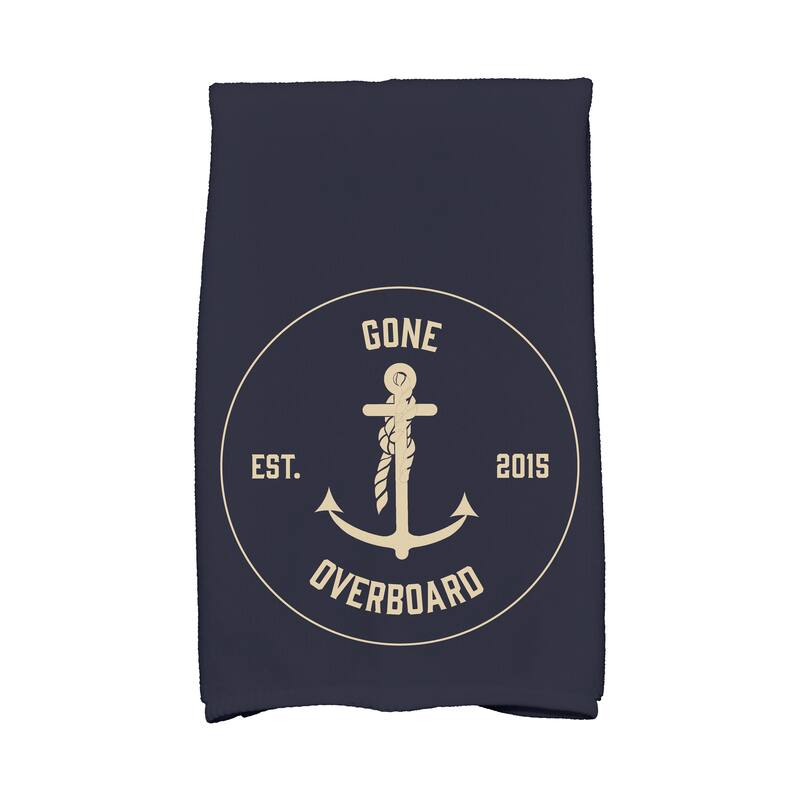 18 x 30-inch Gone Overboard Word Print Kitchen Towel - Navy