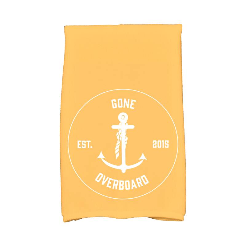 18 x 30-inch Gone Overboard Word Print Kitchen Towel - Yellow