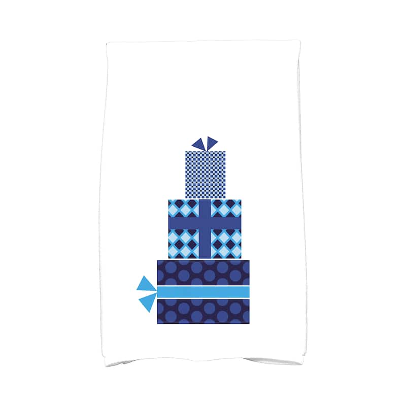 18 x 30-inch Gift Wrapped Holiday Geometric Print Kitchen Towel - Navy