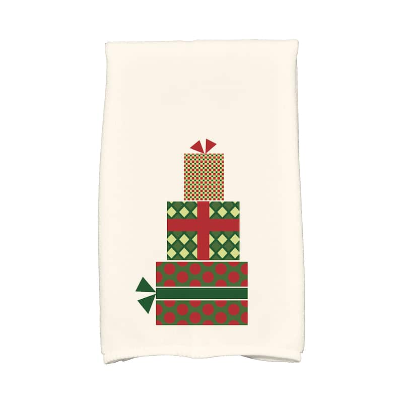 18 x 30-inch Gift Wrapped Holiday Geometric Print Kitchen Towel - Dark Green
