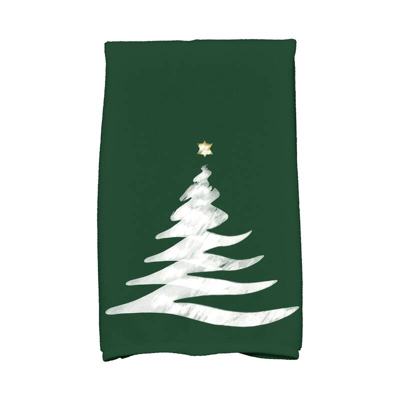 18 x 30-inch Wishing Tree Holiday Geometric Print Kitchen Towel - Green
