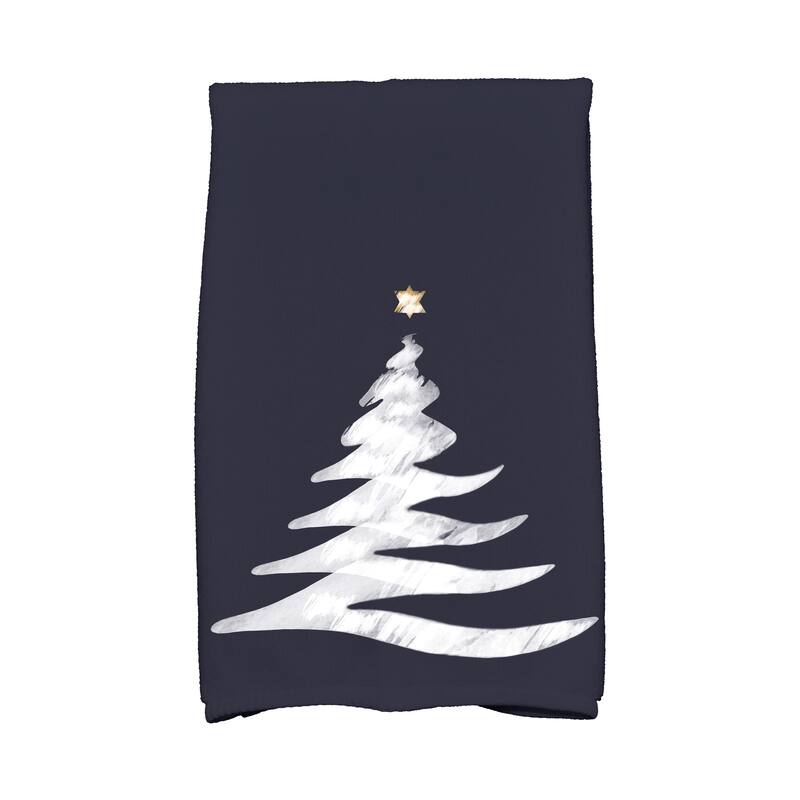 18 x 30-inch Wishing Tree Holiday Geometric Print Kitchen Towel - Navy