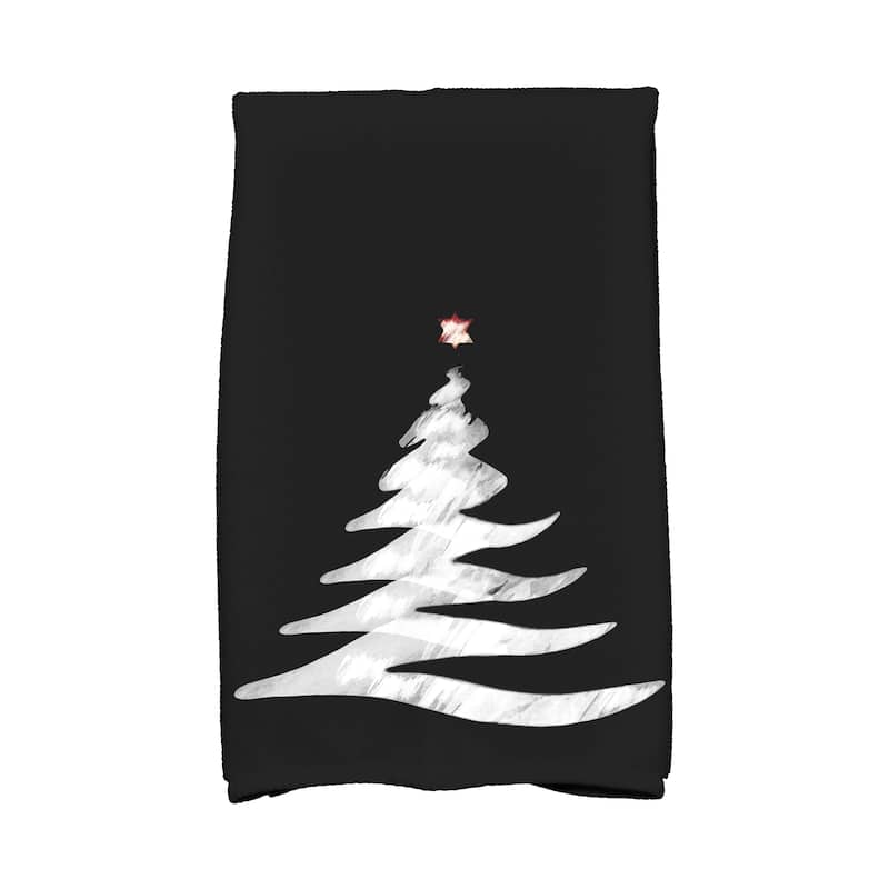18 x 30-inch Wishing Tree Holiday Geometric Print Kitchen Towel - Black