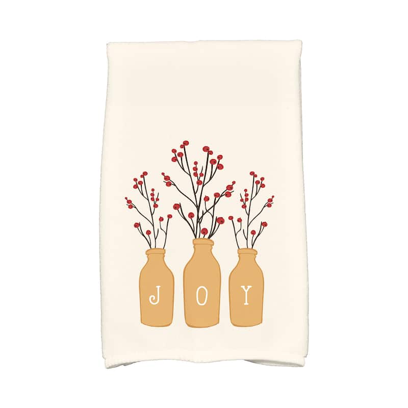 18 x 30-inch Joy Holiday Floral Print Kitchen Towel - Yellow