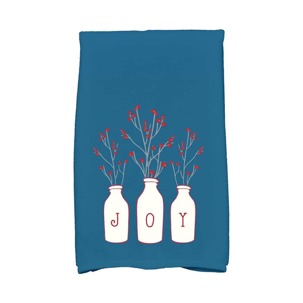 18 x 30-inch Joy Holiday Floral Print Kitchen Towel