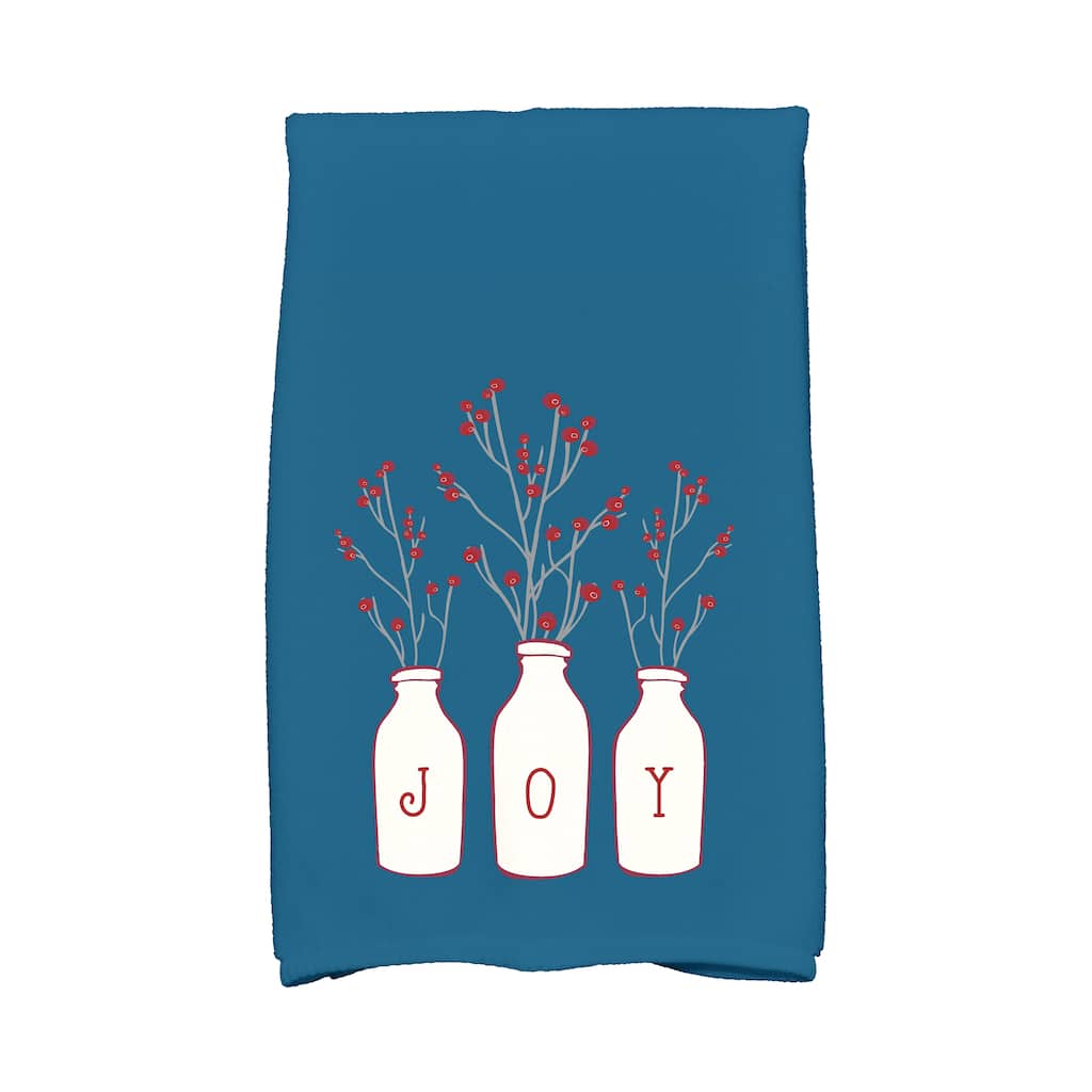 18 x 30-inch Joy Holiday Floral Print Kitchen Towel