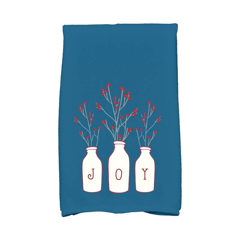 18 x 30-inch Joy Holiday Floral Print Kitchen Towel