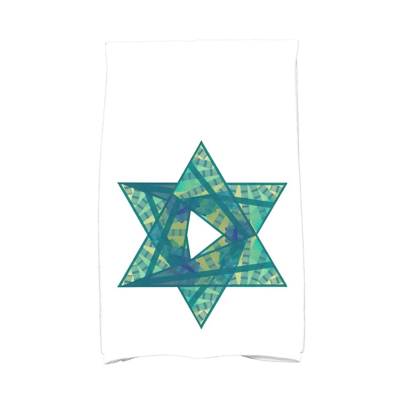 18 x 30-inch Star Mosaic Holiday Geometric Print Kitchen Towel - Green