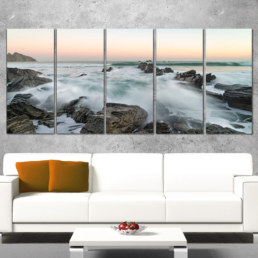 Bay or Biscay Rushing Waters - Modern Seashore Canvas Art - On Sale ...