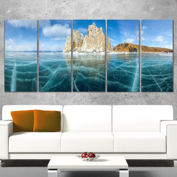 Lake Baikal Ice And Rocks Panorama Large Seascape Art Canvas Print Blue Overstock 12305589