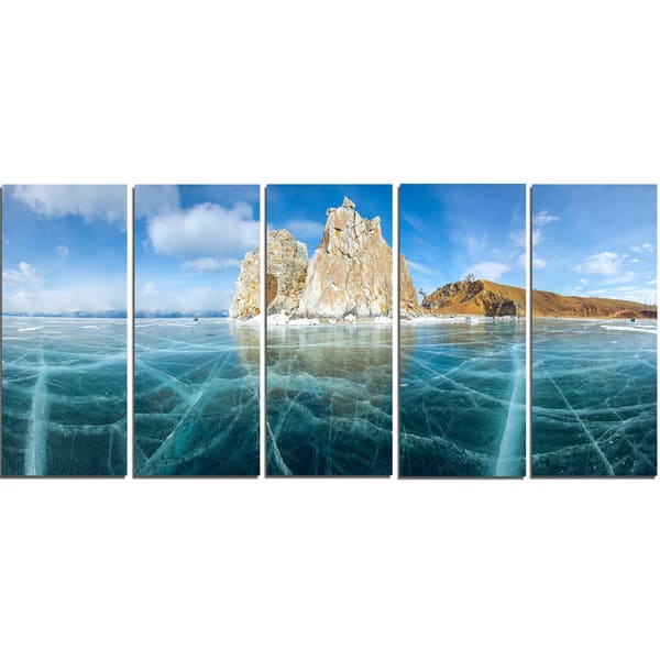 Lake Baikal Ice And Rocks Panorama Large Seascape Art Canvas Print Blue Overstock 12305589