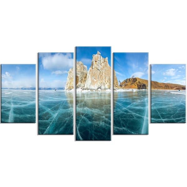 Lake Baikal Ice And Rocks Panorama Large Seascape Art Canvas Print Blue Overstock 12305589