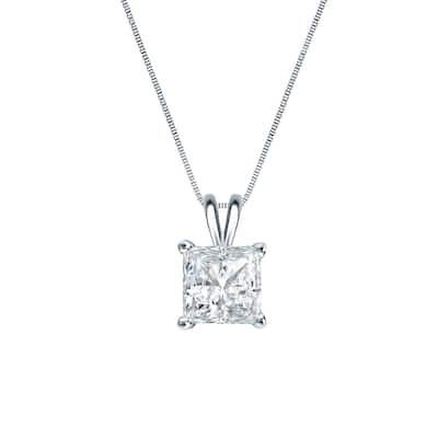 Auriya 14k Gold 1/4ctw Princess-cut Solitaire Diamond Necklace (H-I, SI1-SI2)