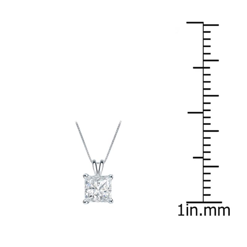 Auriya 14k Gold 1/4ctw Princess-cut Solitaire Diamond Necklace (H-I, SI1-SI2)