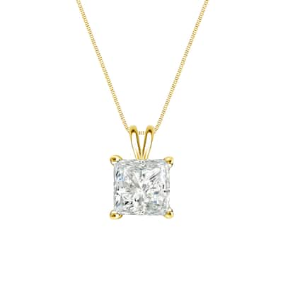 Auriya 14k Gold 1/4ctw Princess-cut Solitaire Diamond Necklace (I-J, SI2-SI3)
