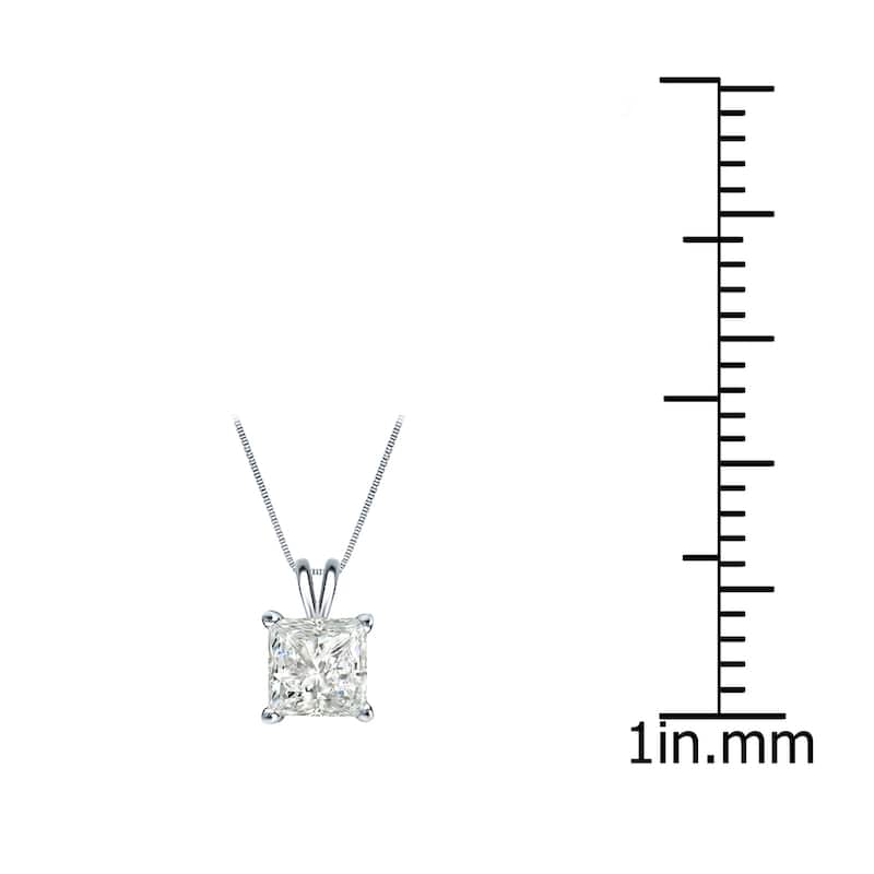 Auriya 14k Gold 1/4ctw Princess-cut Solitaire Diamond Necklace (I-J, SI2-SI3)