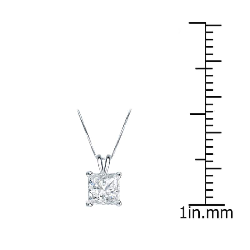 Auriya 14k Gold 1/3ctw Princess-cut Solitaire Diamond Necklace (H-I, SI1-SI2)